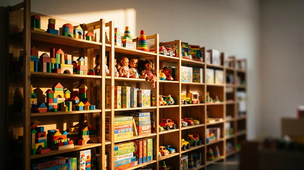 Shelves of toys and gifts at Collections World